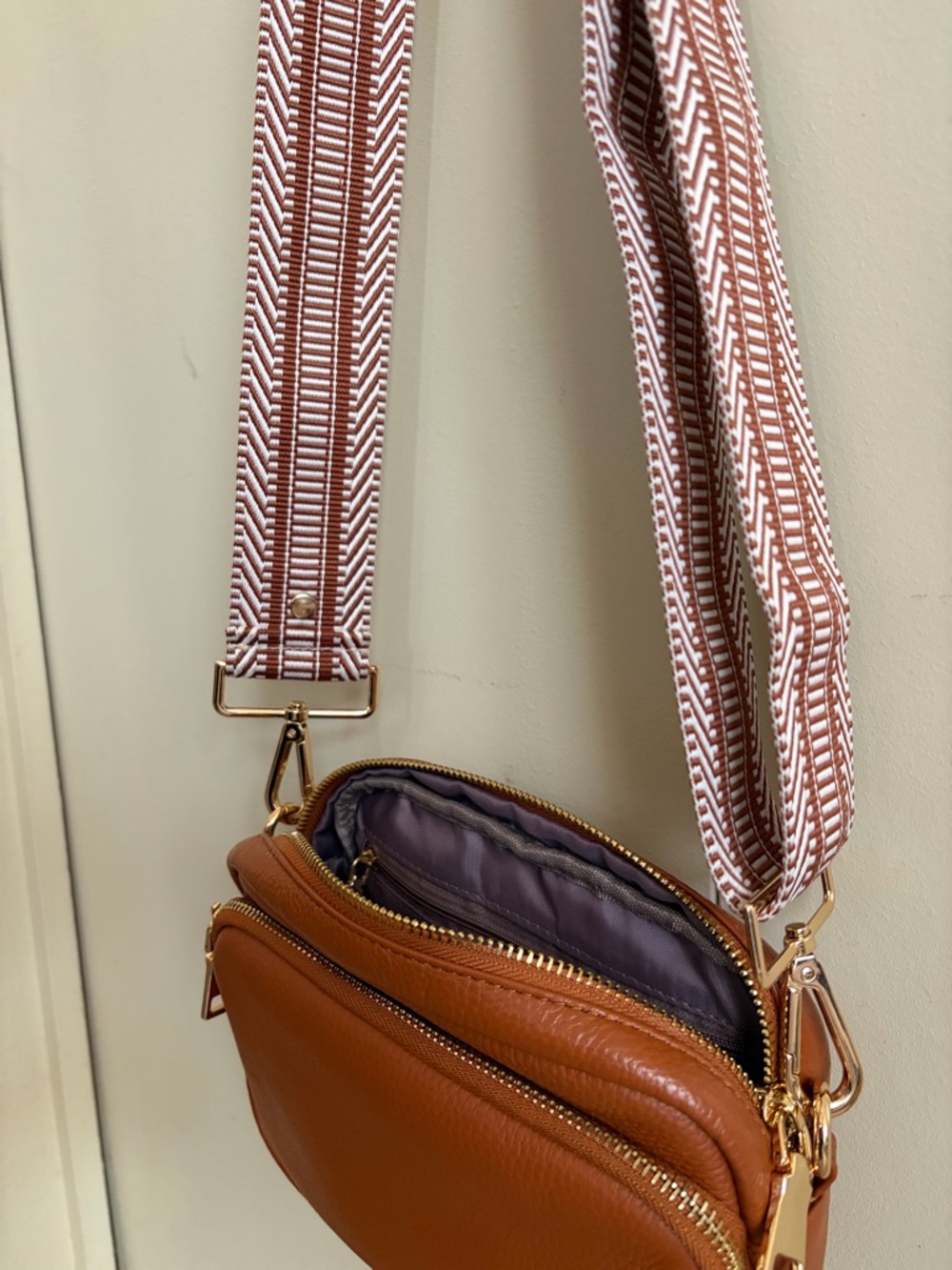 Everyday Pebbled Leather Crossbody in Cognac - Picture 3 of 4